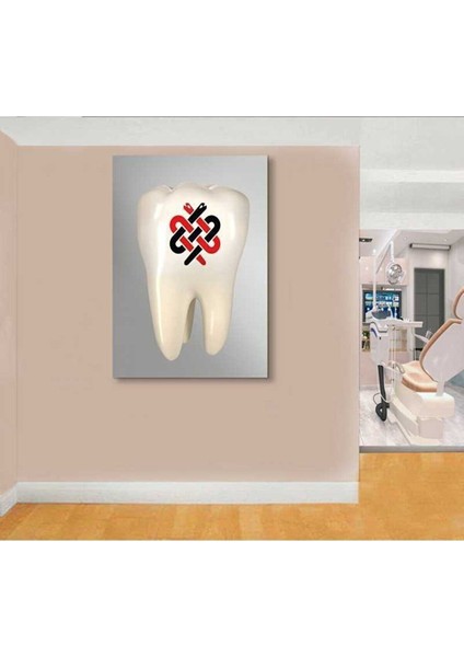 Diş Hekimi Amblemi, Azı Dişi, Dişçi, Diş Kliniği, Diş Hastanesi Kanvas Tablo