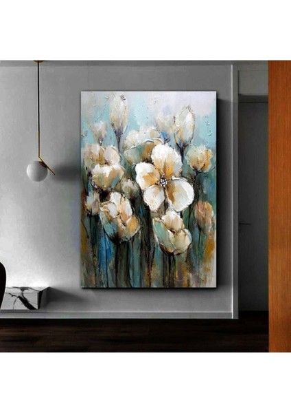 Harikabirev Resimli Tablo Yağlı Boya Görünümlü Şık Çiçek Modelli Kanvas Tablo Model E10