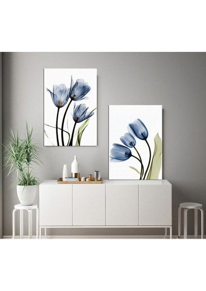 Çiçek Temalı Dekoratif Kanvas Tablo (2 Li Set)