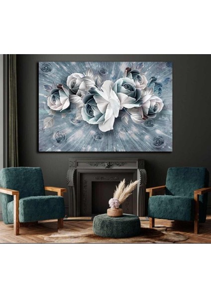 Yağlı Boya Görünümlü Çiçek Modelli Dekoratif Şık Kanvas Tablo