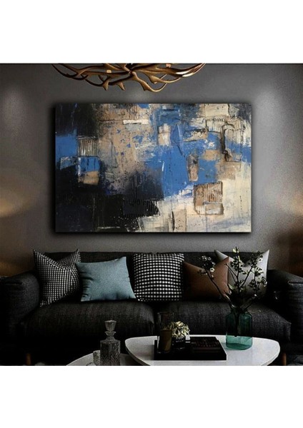Harikabirev Yağlı Boya Görünümlü Soyut Tablo Premium Dekoratif Kanvas Tablo N8