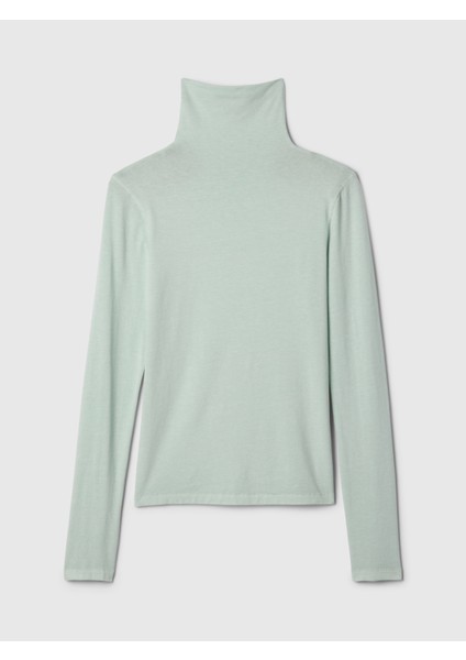 Kadın Açık Mavi Modal Karışımlı Balıkçı Yaka T-Shirt fiyatları