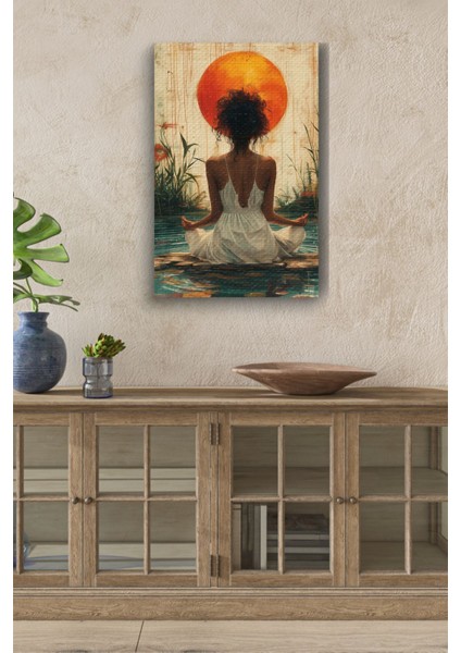 Yoga Yapan Kadın Yağlı Kanvas Tablo