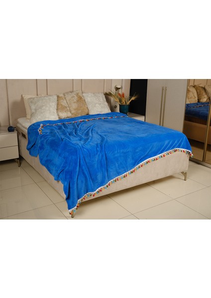Life Home Collection Welsoft Yumoş Püsküllü Battaniye Yatak Örtüsü