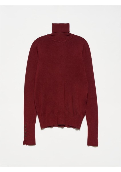 1268 Balıkçı Yaka Kolu Droplu Kazak-Bordo fiyatları