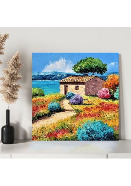 Rengarenk Bahçe Evi Kanvas Tablo modelleri