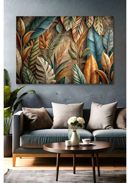 Modern Tropikal Yapraklar Tablo - Kanvas Tablo - Duvar Tablosu - Canvas Tablo - Duvar Dekoru