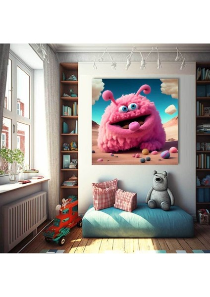 Pembe Tatlı Peluş Canavar Çocuk Odası Kanvas Tablo