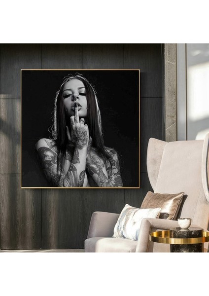 Tattoo Girls-Kanvas Tablo Salon Oturma Yatak Odası Ofis Antre Cafe Için Duvar Dekoru
