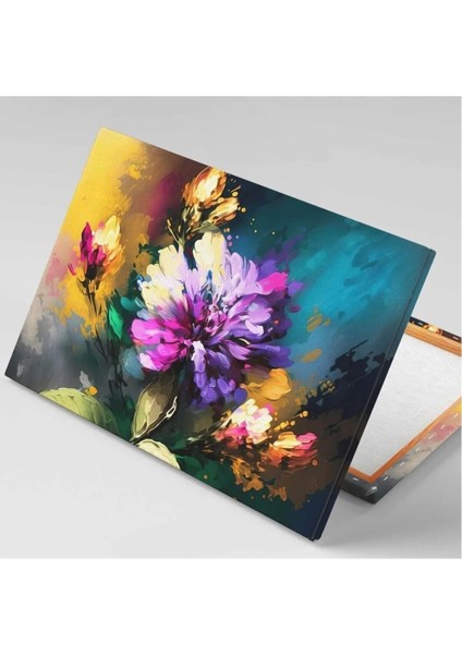 Renkli Çiçek Demeti Mor Krizantem Fırça Izleri Doğa Dekoratif Kanvas Tablo Ar030235 fiyatları