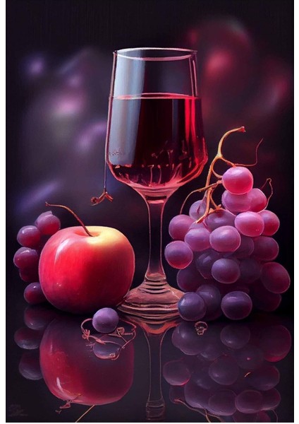 Meyve Görselli Ve Şarap Dolu Su Bardağı Içerikli Kafeterya Mutfak Kafelere Asmalık Kanvas Tablo fiyatları