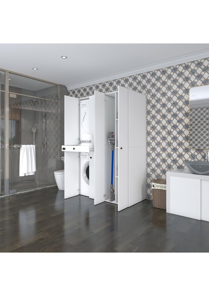 Kenzlife çamaşır-kurutma makinesi dolabı şahrurmdf sağ byz 187*120*60 çekmeceli % 100 FULL MDF