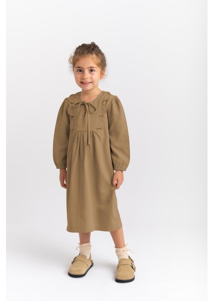 Papatya Tencel Elbise 2-7 Yaş Camel