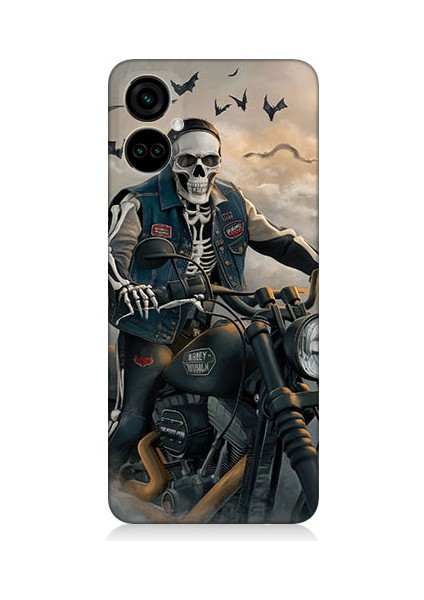 Tecno Camon 19 Pro Uyumlu Iskelet Motosiklet Desenli Silikon Kılıf
