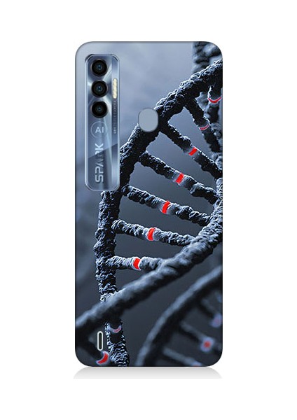 Tecno Spark 7 Pro Uyumlu Dna Sarmalı Desenli Silikon Kılıf