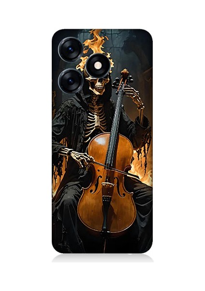 Tecno Spark 10 Uyumlu Iskelet Çello Desenli Silikon Kılıf