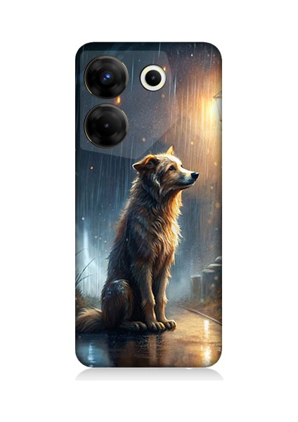 Tecno Camon 20 Pro 4g Uyumlu Yağmurlu Sokak Desenli Silikon Kılıf