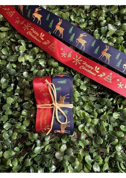 Yılbaşı Kurdele Süsleme Malzemesi 2 Adet ( 1.sınıf Varaklı 2.85 M 2.5 cm En )