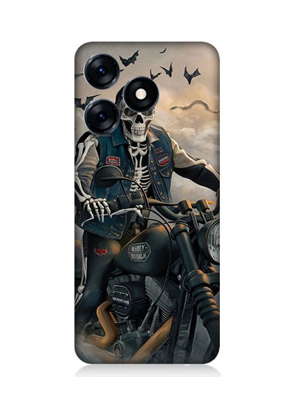 Tecno Spark 10 Uyumlu Iskelet Motosiklet Desenli Silikon Kılıf