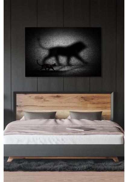 Aslan Gölgeli Yürüyen Kedi Kanvas Duvar Tablo fiyatları