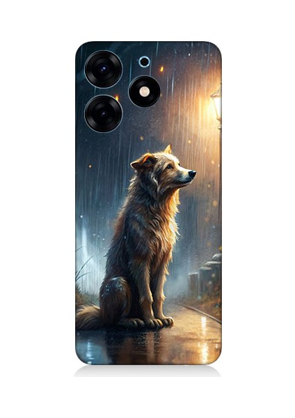Tecno Spark 10 Pro Uyumlu Yağmurlu Sokak Desenli Silikon Kılıf