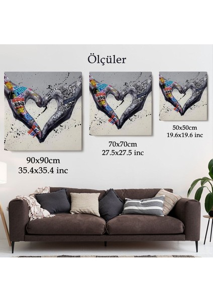 Graffiti Kalp Burcu Eller, Banksy Posteri, Kanvas Tablo, Pop Art-5343 fiyatları