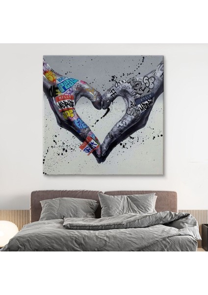 Graffiti Kalp Burcu Eller, Banksy Posteri, Kanvas Tablo, Pop Art-5343 fırsatları