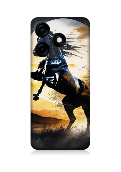 Tecno Spark 10C Uyumlu Şaha Kalkmış At Desenli Silikon Kılıf