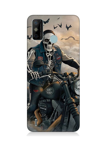 Tecno Spark 6 Go Uyumlu Iskelet Motosiklet Desenli Silikon Kılıf