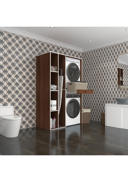 Kenzlife çamaşır-kurutma makinesi dolabı gutas sol cvz 187*120*60 çekmeceli banyo