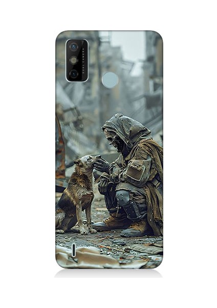 Tecno Spark 6 Go Uyumlu Köpek ve Adam Desenli Silikon Kılıf
