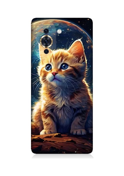 Tecno Nova 10 Se Uyumlu Uzayda Kedi Desenli Silikon Kılıf