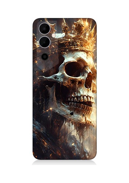 Tecno Pova 3 Uyumlu Alevli Kafatası Desenli Silikon Kılıf