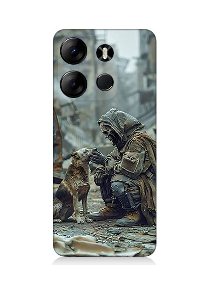 Tecno Spark Go 2023 Uyumlu Köpek ve Adam Desenli Silikon Kılıf