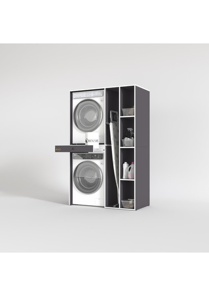Kenzlife çamaşır-kurutma makinesi dolabı gutas sağ gri 187*120*60 çekmeceli banyo fiyatları
