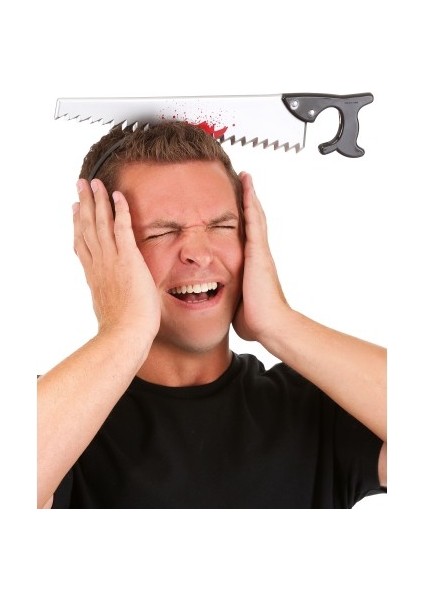 Kafaya Saplanmış Halloween Kanlı Testere Şaka Tacı modelleri