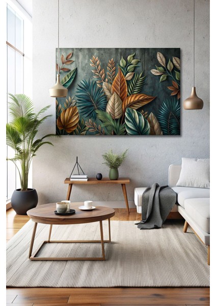Tropik Yapraklar Minimalist Kanvas Tablo - Duvar Tablosu - Canvas Tablo - Duvar Dekorasyonu fiyatları