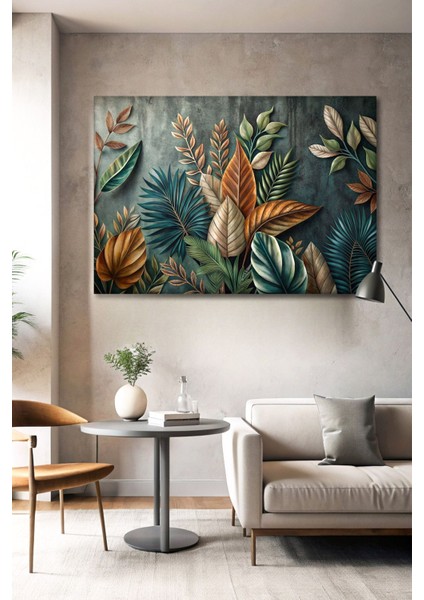 Tropik Yapraklar Minimalist Kanvas Tablo - Duvar Tablosu - Canvas Tablo - Duvar Dekorasyonu modelleri