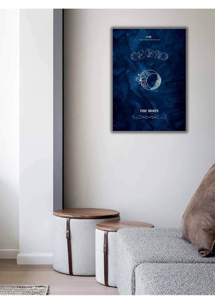 The Moon Tarot Kartı Özel Tasarım Dijital Baskı Tarot Ay Kartı Dekoratif Kanvas Tablo