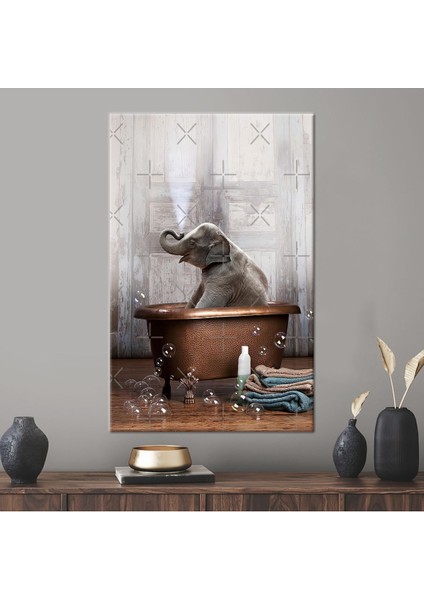 Kanvas Tablo, Küvet Fil 3 Boyutlu Kanvas, Banyo Kanvas