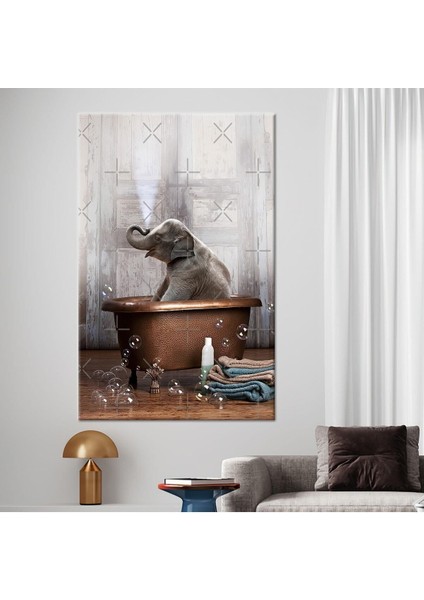 Kanvas Tablo, Küvet Fil 3 Boyutlu Kanvas, Banyo Kanvas modelleri