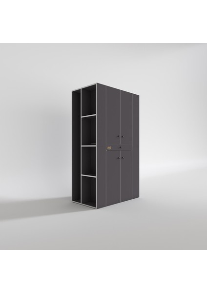 Kenzlife çamaşır-kurutma makinesi dolabı biruni gri 187*110*60 çekmeceli raflı banyo modelleri