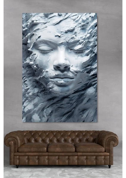 3 Boyut Görünümlü Harika Yüz Heykel Hd Kanvas Tablo modelleri