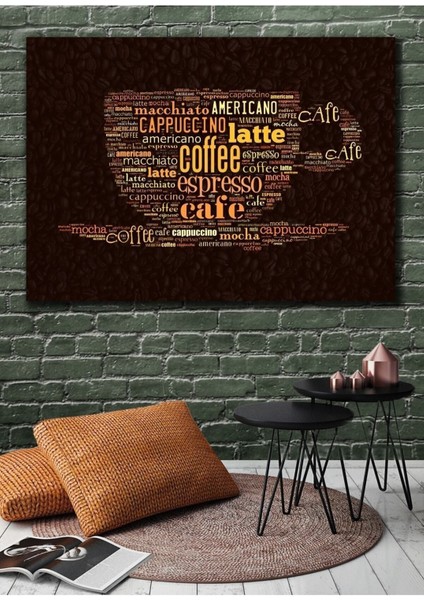 Dekoratif Coffe Latte Espresso Fincan Temalı Cafe Kanvas Tablo