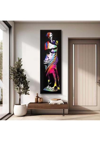 Mitolojik Heykel Renkli Boyalar Modern Sanat Dekorasyon Dikey Panaromik Kanvas Tablo