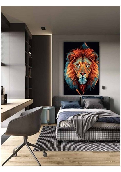 Aslan Salon Oturma Odası Genç Odası Ofis Için Dijital Baskı Kanvas Tablo Duvar Dekoru