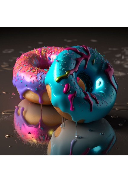 Donut Makaron Mutfak Pastahane Ve Kafelere Asmalık Kanvas Tablo