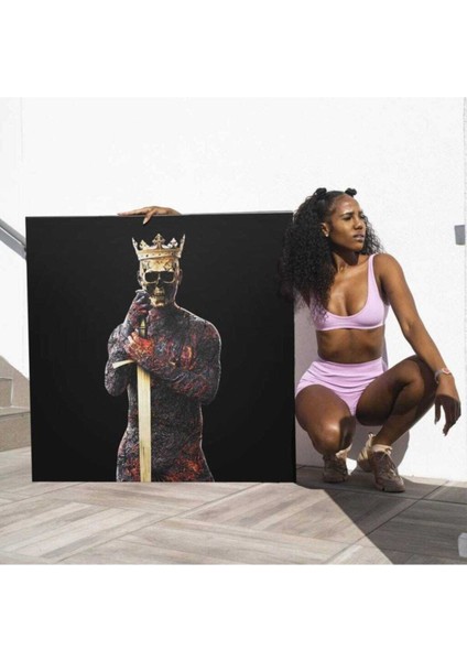 Dekoratif Skeleton Kıng Hd Baskı Kanvas Tablo