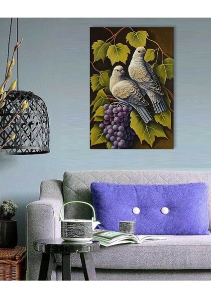 Güvercin Ve Üzüm Görselli Kanvas Tablo fiyatları