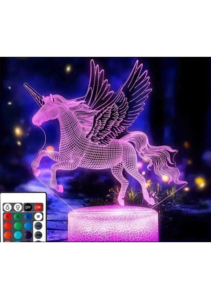 3D 7 Renk Değiştirmeli Kumandalı Gece Lambası modelleri